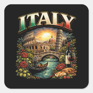 Pegatina Cuadrada Italia Eterna