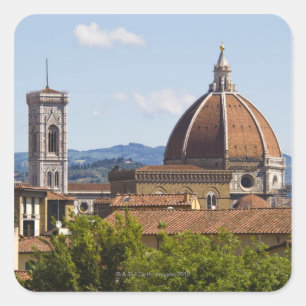 Pegatina Cuadrada Italia, Florencia, Vista de la Catedral de Florenc