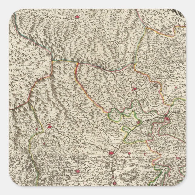 Pegatina Cuadrada Italia, Francia (Anverso)