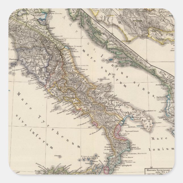 Pegatina Cuadrada Italia, Gallia cisalpina, Sicilia, Cerdeña (Anverso)