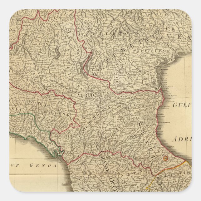 Pegatina Cuadrada Italia media, alta (Anverso)