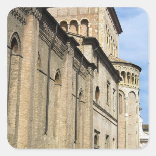 Pegatina Cuadrada Italia, Parma, Torre de la Iglesia de San Giovanni