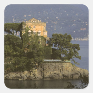 Pegatina Cuadrada Italia, Portofino. Vida escénica en la