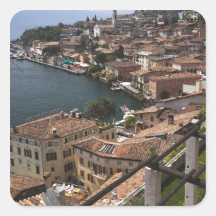Pegatina Cuadrada Italia, provincia de Brescia, Limone sul Garda. Pu