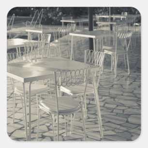 Pegatina Cuadrada Italia, provincia de Brescia, Sirmione. Café junto