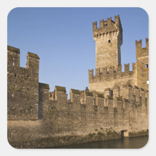 Pegatina Cuadrada Italia, provincia de Brescia, Sirmione. Castillo