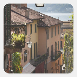 Pegatina Cuadrada Italia, provincia de Como, Bellagio. Salita
