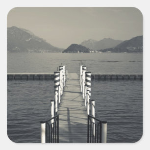 Pegatina Cuadrada Italia, provincia de Como, Tremezzo. Embarcadero d