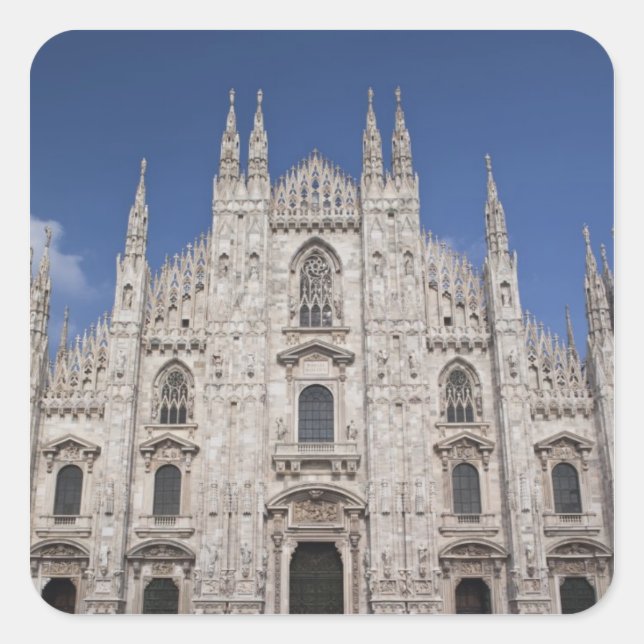 Pegatina Cuadrada Italia, Provincia de Milán, Milán. Catedral de Mil (Anverso)