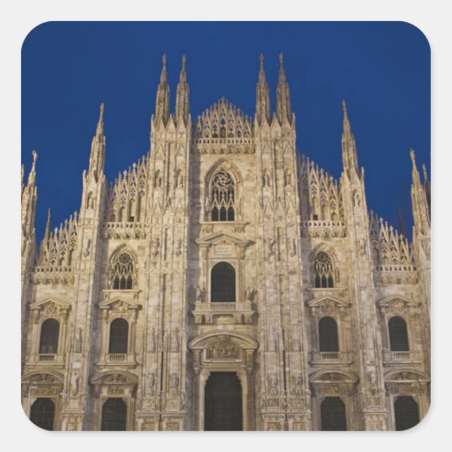 Pegatina Cuadrada Italia, Provincia de Milán, Milán. Catedral de Mil (Anverso)