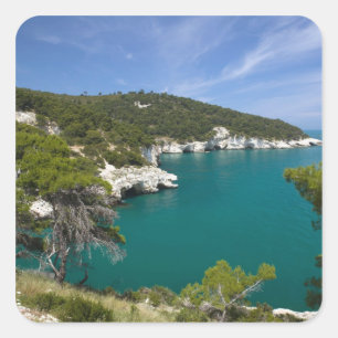 Pegatina Cuadrada Italia, Puglia, Promontorio del Gargano, Testa