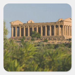 Pegatina Cuadrada Italia, Sicilia, Agrigento, La Valle dei templis, 