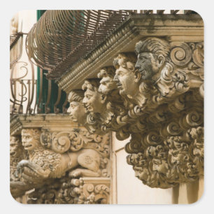 Pegatina Cuadrada ITALIA, Sicilia, NOTO: Mejor pueblo barroco en