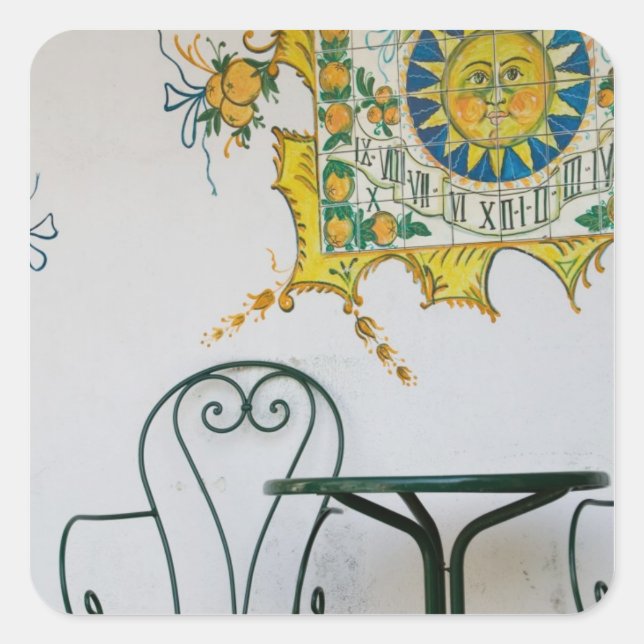 Pegatina Cuadrada ITALIA, Sicilia, TAORMINA: Bam, Bar Cafetería Deta (Anverso)