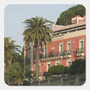 Pegatina Cuadrada ITALIA, Sicilia, TAORMINA: Hotel Schuler