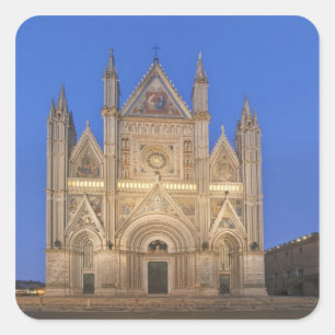 Pegatina Cuadrada Italia, Umbría, Orvieto, Catedral de Orvieto