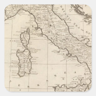 Pegatina Cuadrada Italia y Cerdeña