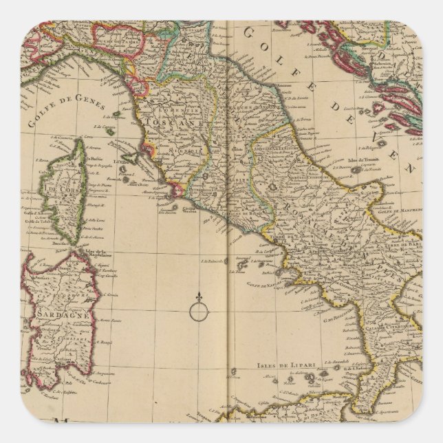 Pegatina Cuadrada Italia y Eslovenia (Anverso)