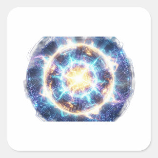 Pegatina Cuadrada Italian Brainrot Cyberpunk Shark Chaos Design