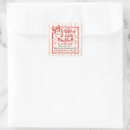 Pegatina Cuadrada Italian Theme Baby Shower Red Bow Small