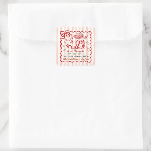 Pegatina Cuadrada Italian Theme Baby Shower Red Bow Small (Subido por el creador)