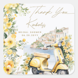 Pegatina Cuadrada Italiano Italia Positano Amalfi Vespa Despedida de