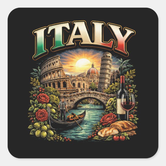 Pegatina Cuadrada Italy Eternal (Anverso)