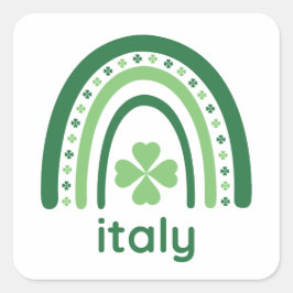 Pegatina Cuadrada italy Name Clover Boho Rainbow