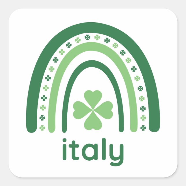 Pegatina Cuadrada italy Name Clover Boho Rainbow (Anverso)