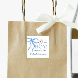 Pegatina Cuadrada It's a Boy Blue ribbon