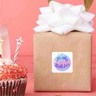 Pegatina Cuadrada It's my birthday! Glass sphere design.