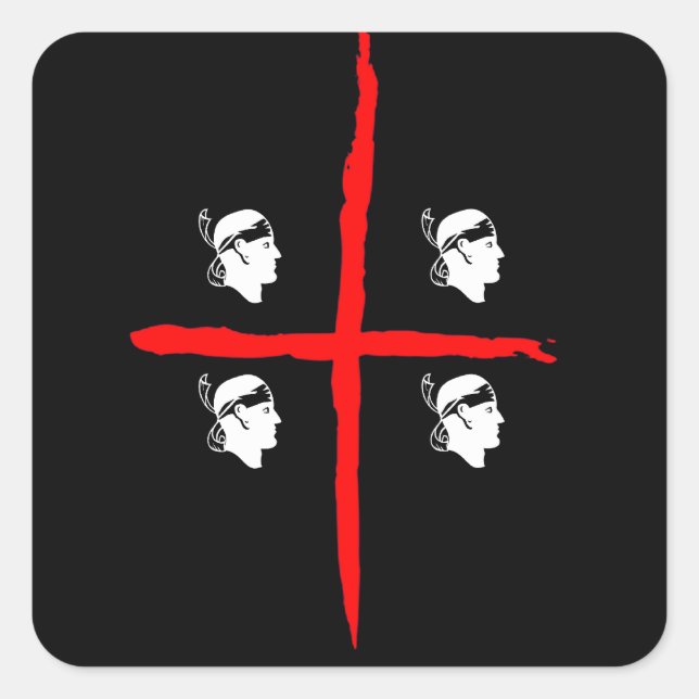 Pegatina Cuadrada IV - Sardegna 4 Mori Black (Anverso)