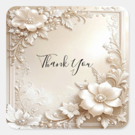 Pegatina Cuadrada Ivory Flowers Sticker