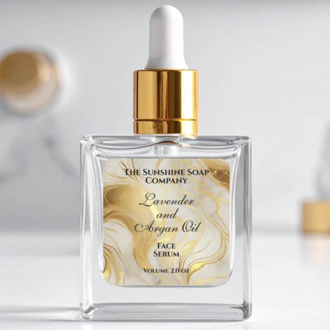 Pegatina Cuadrada Ivory marble and gold foil dropper bottle label (Subido por el creador)