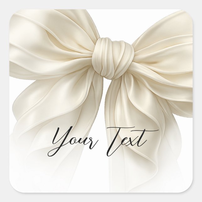 Pegatina Cuadrada Ivory Ruffle Bow Tying The Knot Despedida de solte (Anverso)