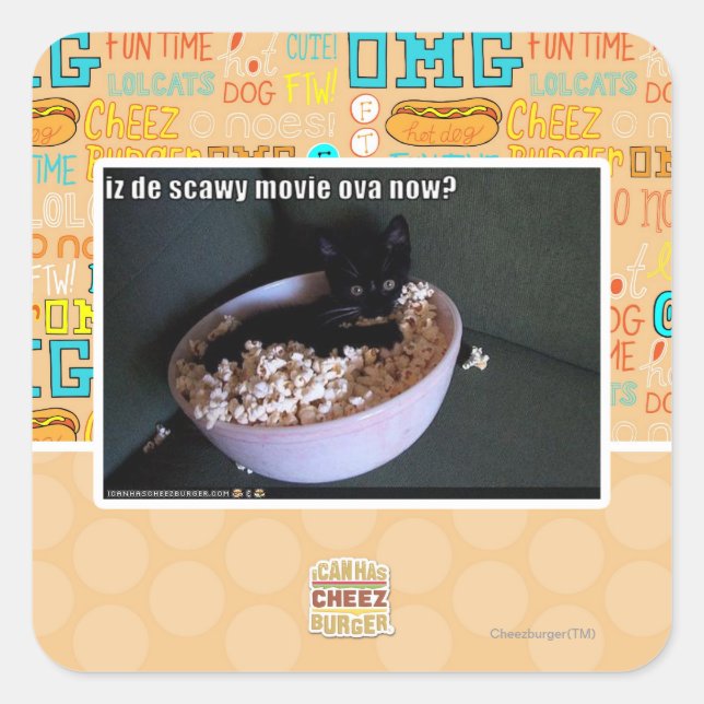 Pegatina Cuadrada ¿Iz de scawy film ova ahora? (Anverso)