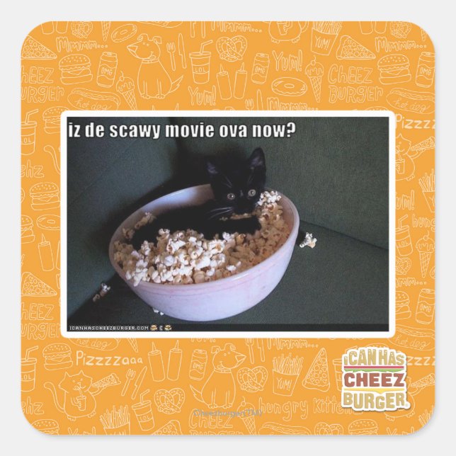 Pegatina Cuadrada ¿Iz de scawy film ova ahora? (Anverso)