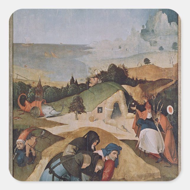 Pegatina Cuadrada Izquierda del tríptico de la tentación de (Anverso)