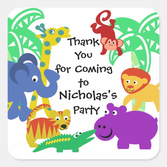 Pegatina Cuadrada J es para Jungle (Anverso)