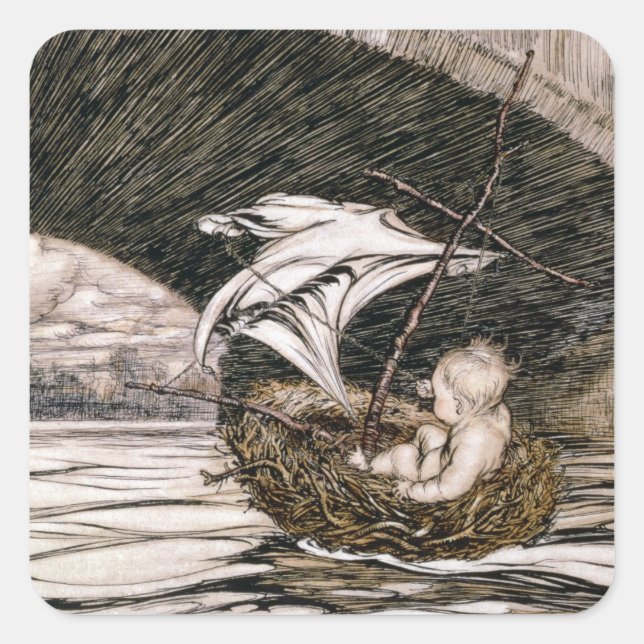 Pegatina Cuadrada J.M. Barrie | 'Pasó bajo el puente y llegó (Anverso)