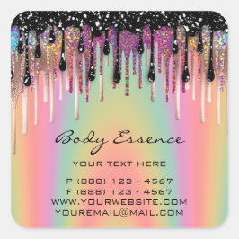 Pegatina Cuadrada Jabón Corporal Balm Cosmética Tienda Holograph Dri