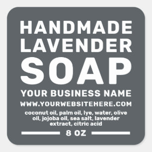 Pegatina Cuadrada Jabón de lavanda moderno hecho a mano fuera de neg