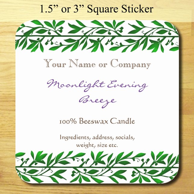 Pegatina Cuadrada Jabón Rústico editable de Green Garland Editable (Subido por el creador)