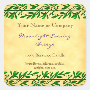 Pegatina Cuadrada Jabón Rústico editable de Green Garland Editable