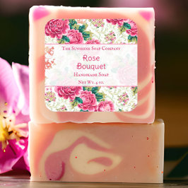Pegatina Cuadrada Jabones Rosas Cosméticos