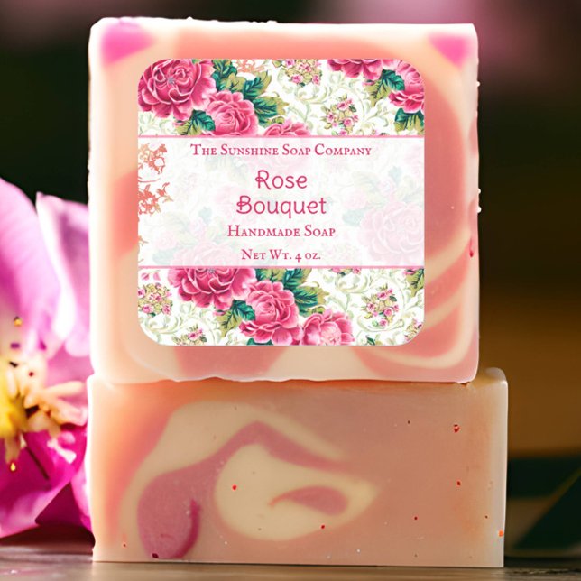 Pegatina Cuadrada Jabones Rosas Cosméticos (Subido por el creador)