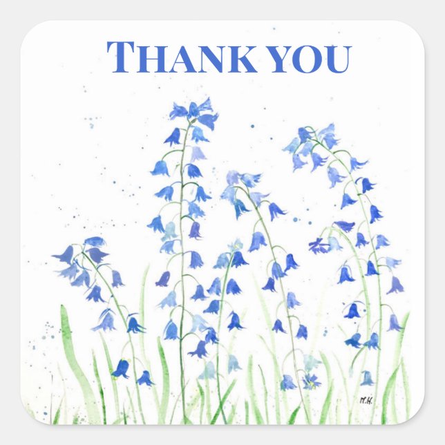 Pegatina Cuadrada Jacintos azules florales de verano madera botánica (Anverso)