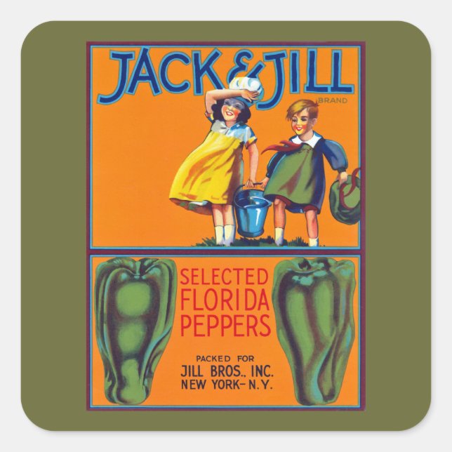 Pegatina Cuadrada Jack & Jill Florida Peppers (Anverso)
