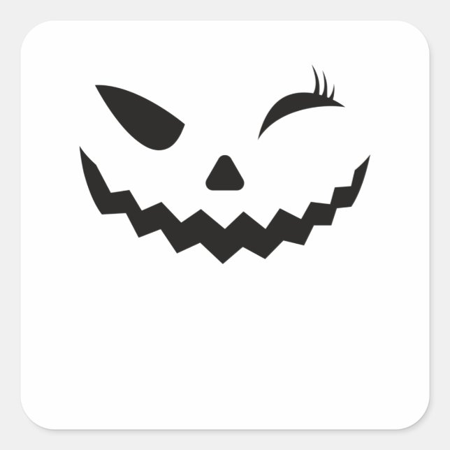 Pegatina Cuadrada Jack O Lantern Halloween Pumpkin Face Winking (Anverso)