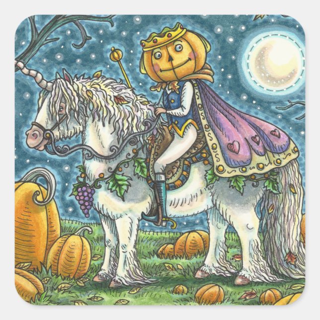 PEGATINA CUADRADA JACK O LANTERN PRINCE EN SU MAGIC UNICORN PONY (Anverso)
